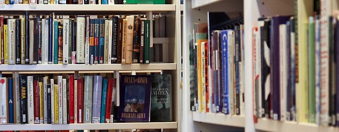 Bokryggar i en bokhylla